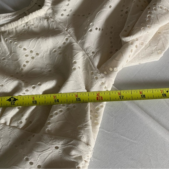 Cropped Eyelet Fairy Peasant Coquette Milkmaid Romantic Boho Cottage Top Size M - Picture 12 of 14